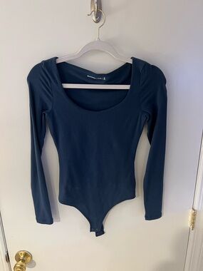 Abercrombie & Fitch Dark Navy Scoop Neck Long-Sleeve Bodysuit